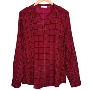 Calvin Klein Epaulette Shadow Windowpane Button-Down Shirt With Pockets